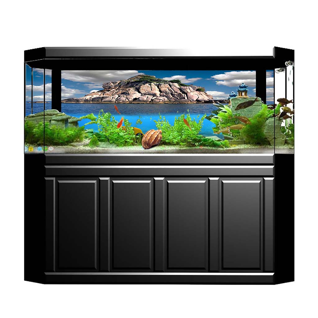 3D Aquarium Background Poster Backdrop Sticker Fish Tank Decorations S