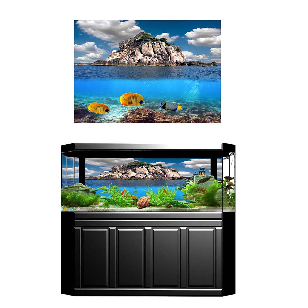 3D Aquarium Background Poster Backdrop Sticker Fish Tank Decorations S