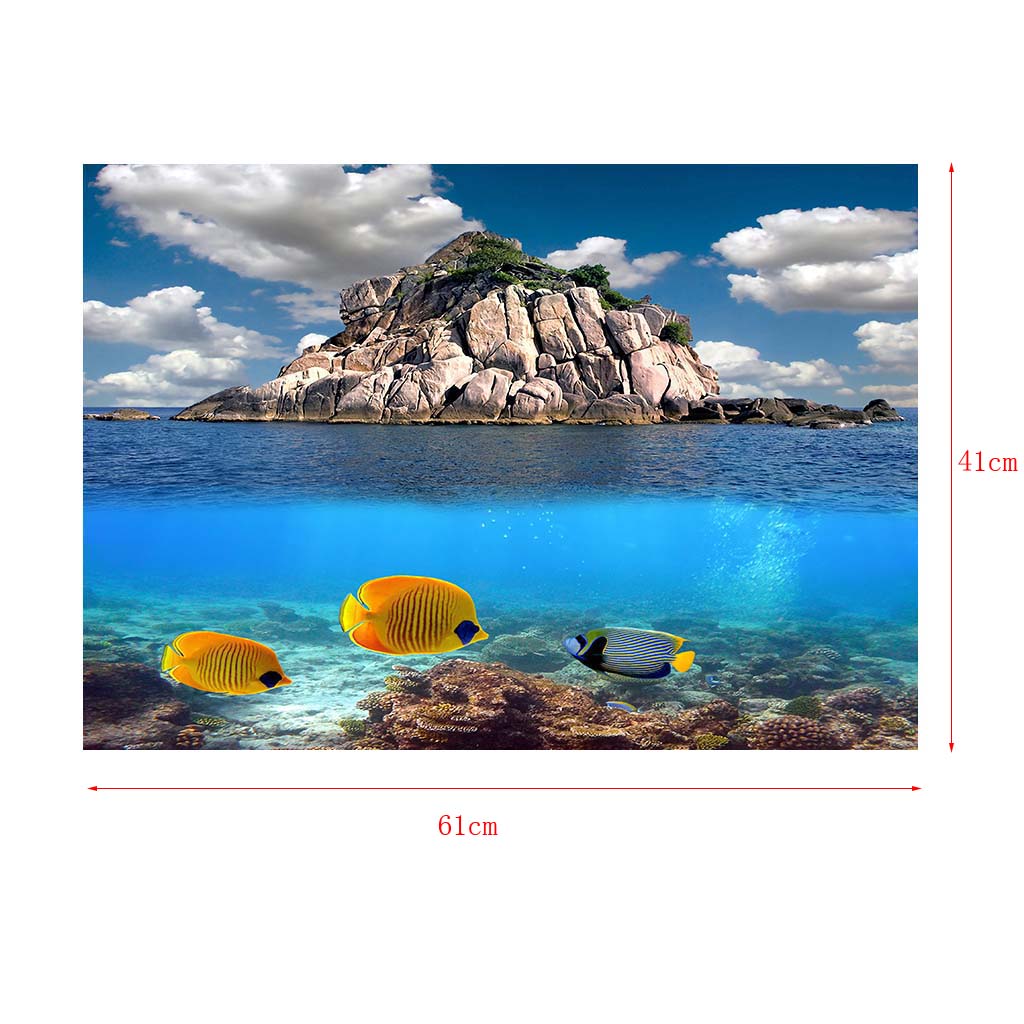 3D Aquarium Background Poster Backdrop Sticker Fish Tank Decorations S