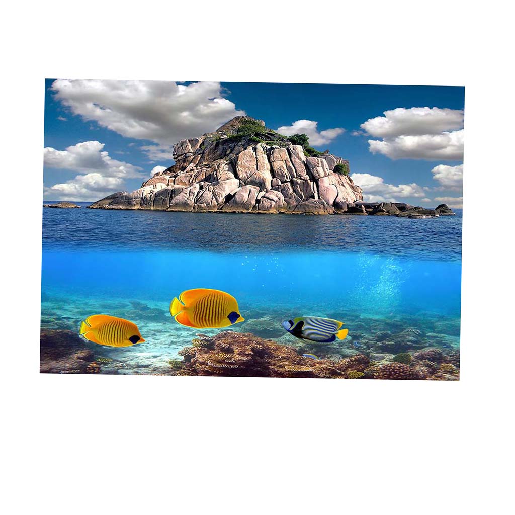 3D Aquarium Background Poster Backdrop Sticker Fish Tank Decorations S