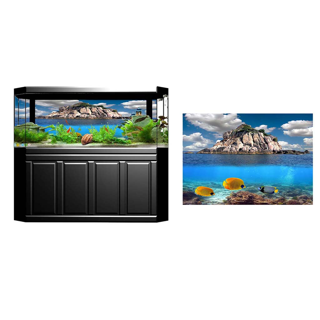 3D Aquarium Background Poster Backdrop Sticker Fish Tank Decorations S