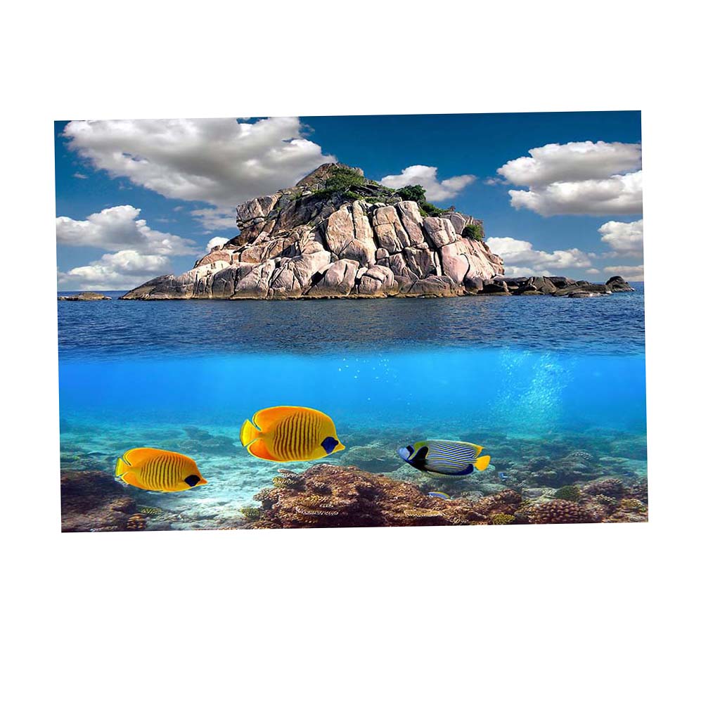 3D Aquarium Background Poster Backdrop Sticker Fish Tank Decorations S