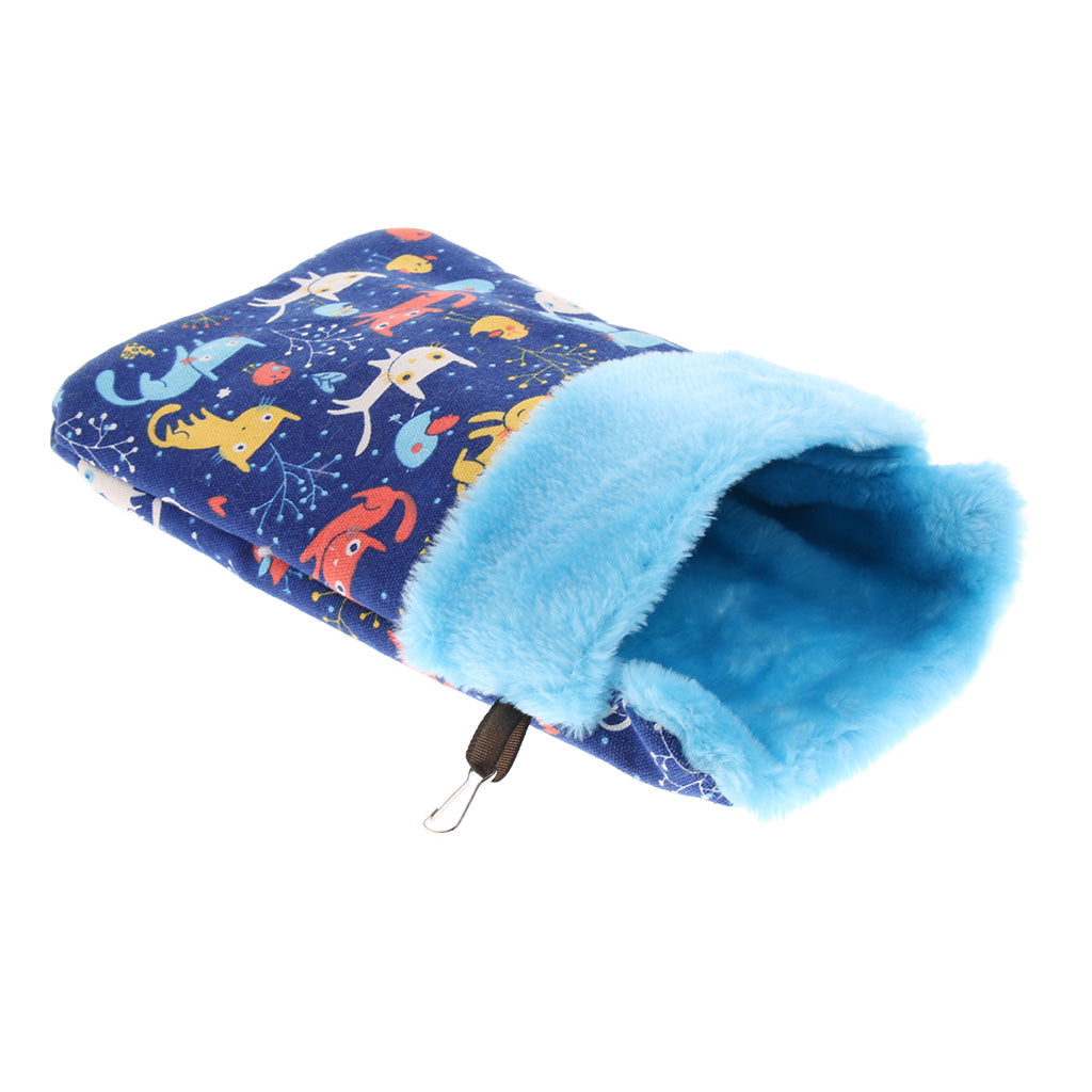 Pet Hamster Parrot Ferret Bunny Squirrel Cage Hanging Sleep Bag Pouch Cat Blue