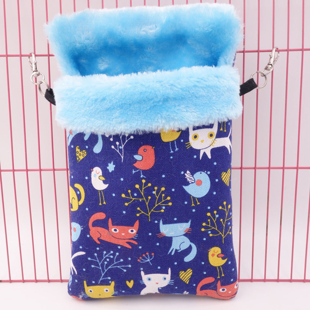 Pet Hamster Parrot Ferret Bunny Squirrel Cage Hanging Sleep Bag Pouch Cat Blue