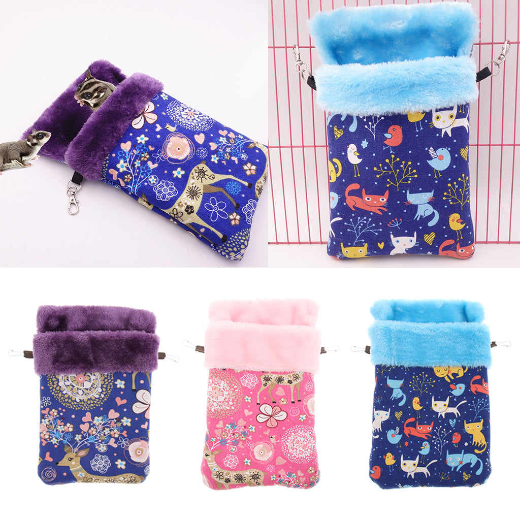 Pet Hamster Parrot Ferret Bunny Squirrel Cage Hanging Sleep Bag Pouch Deer Blue