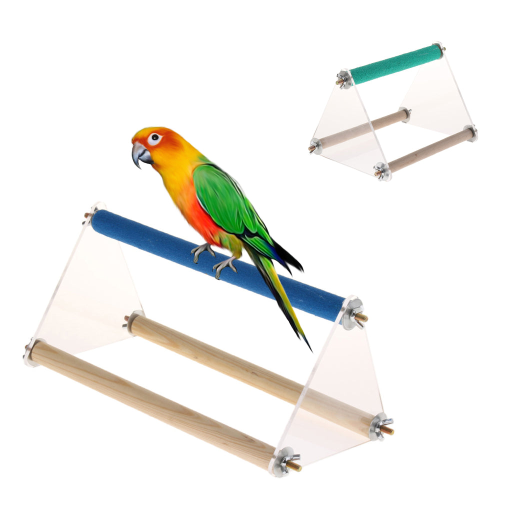 Parrot Cage Perch Wooden Platform for Birds with Natural Hardwood Branches S