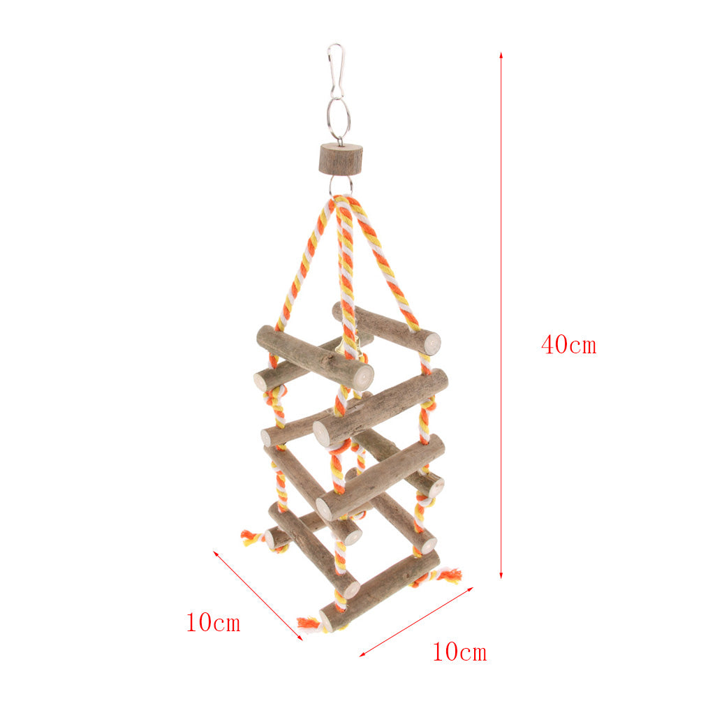 Wooden Birds Cage Hanging Toys Bird Parrot Chewing & Standing Toy