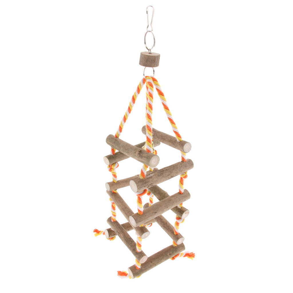 Wooden Birds Cage Hanging Toys Bird Parrot Chewing & Standing Toy