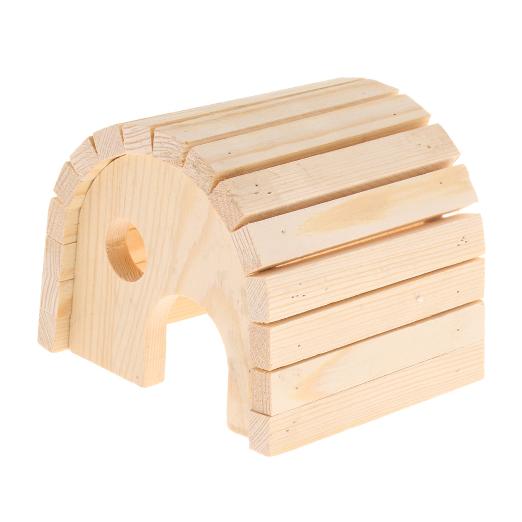 Wooden Hamster House Hideout Hut Exercise Natural Funny Nest Toy