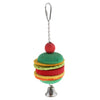 Hamburg Shape Pet Bird Toy with Bell Wooden Loofah Chewing Parrot Cage Toy