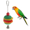 Hamburg Shape Pet Bird Toy with Bell Wooden Loofah Chewing Parrot Cage Toy