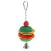 Hamburg Shape Pet Bird Toy with Bell Wooden Loofah Chewing Parrot Cage Toy