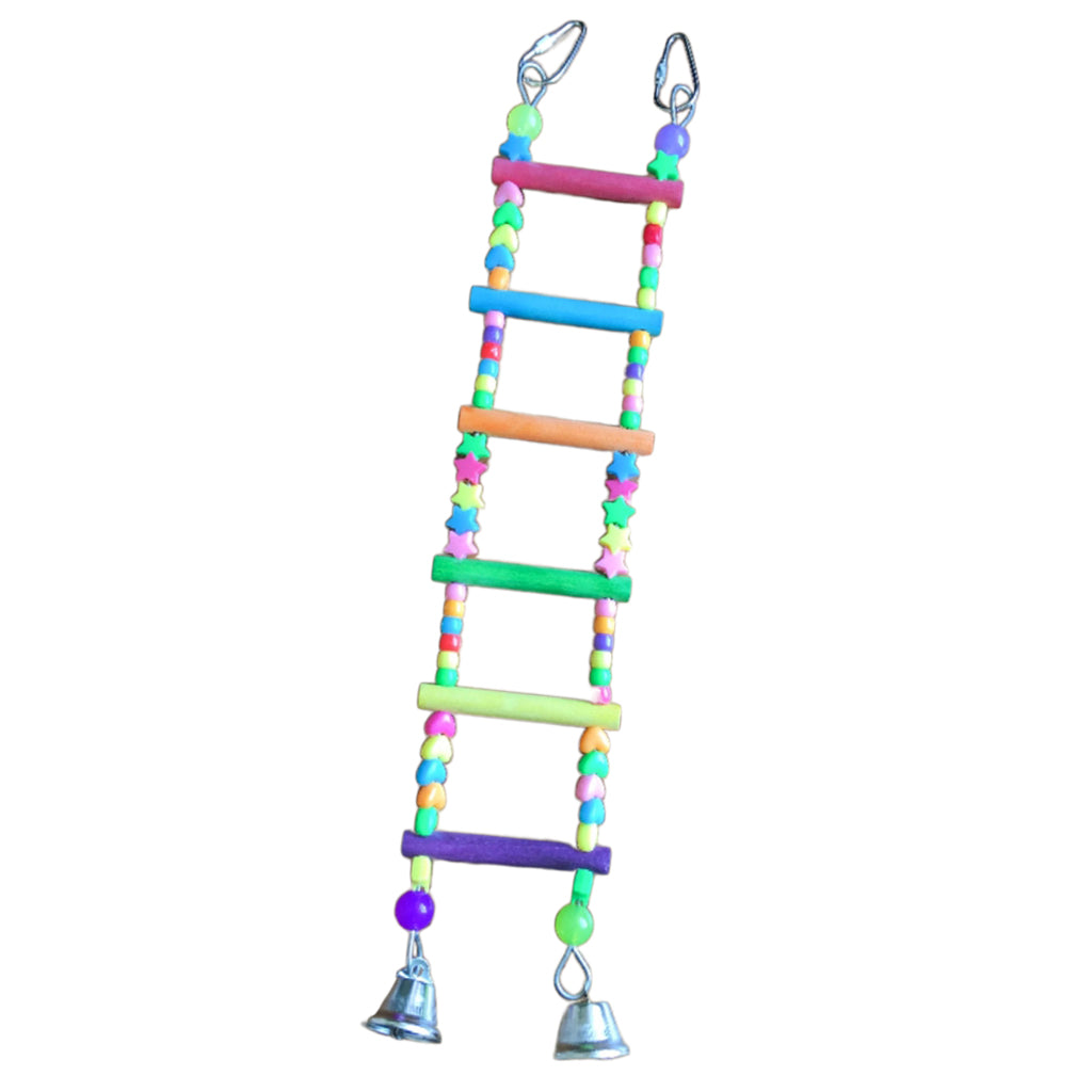 Wooden Colorful Bird Toy Parrot Climb Ladder Bird Swing Bridge with Bell