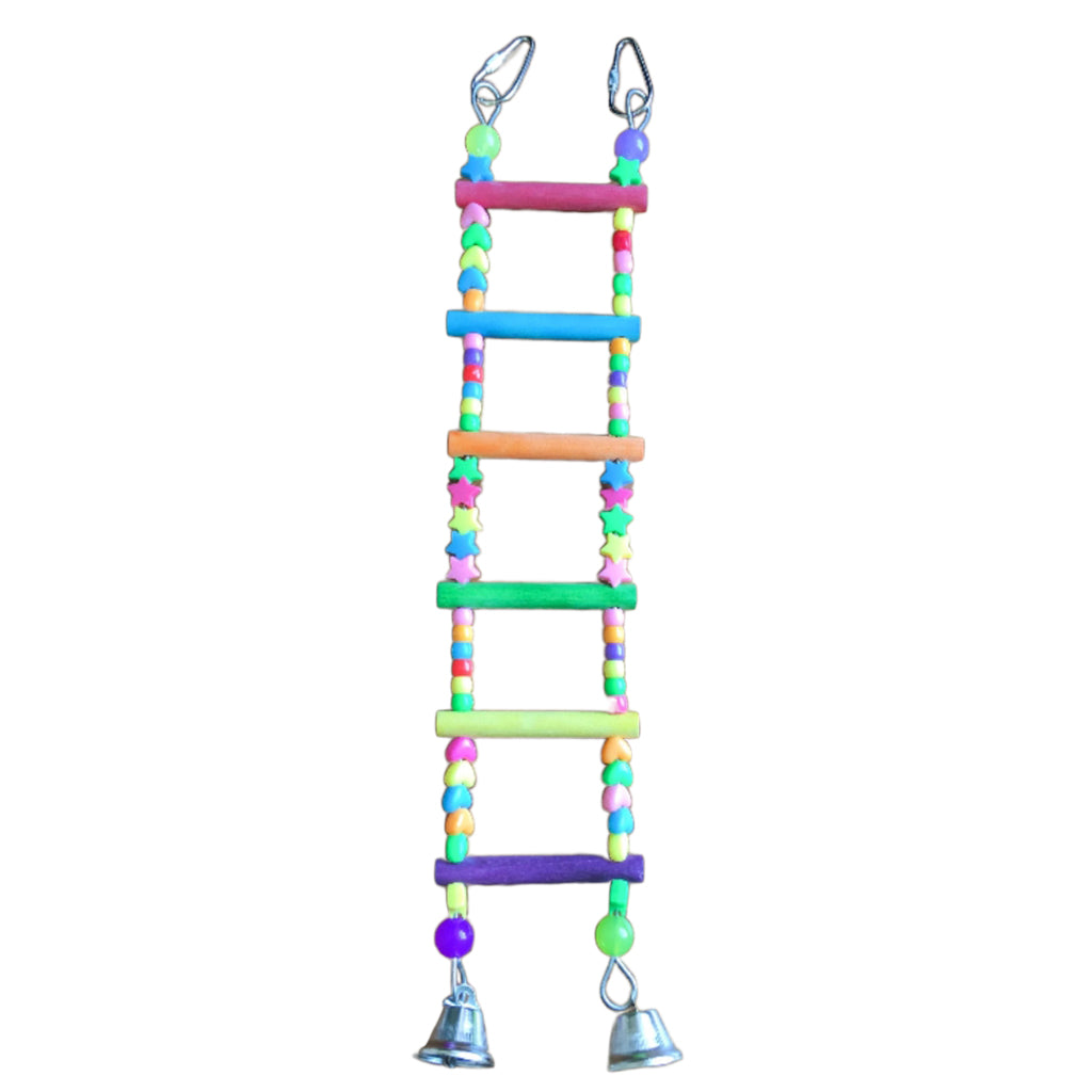 Wooden Colorful Bird Toy Parrot Climb Ladder Bird Swing Bridge with Bell