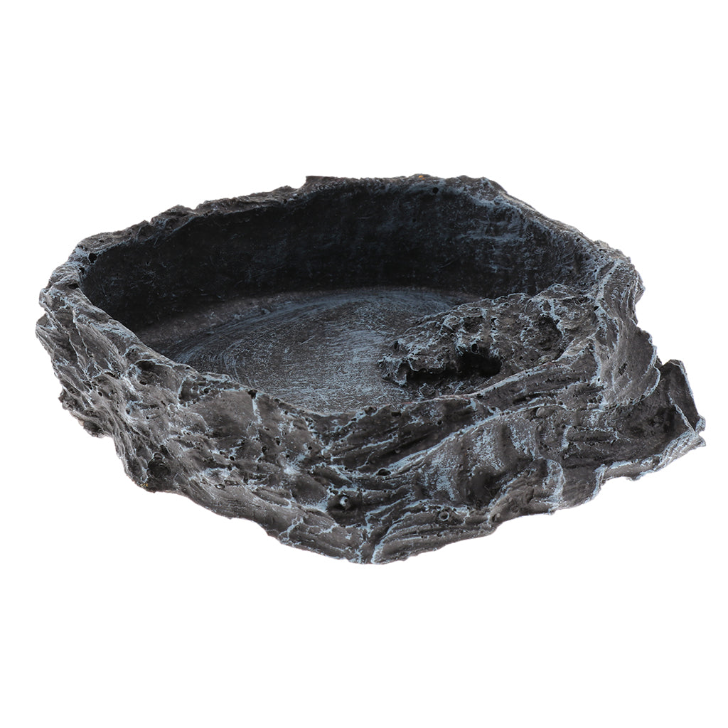 Reptile Feeding Bowl Food Water Bowl Feeder for Reptile Tank Big Bowl Gray