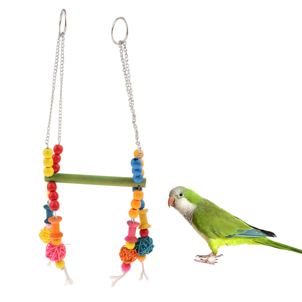 Bird Parrot Cage Swing Toys Small Animals Hammock Hanging Perch Stand Toy