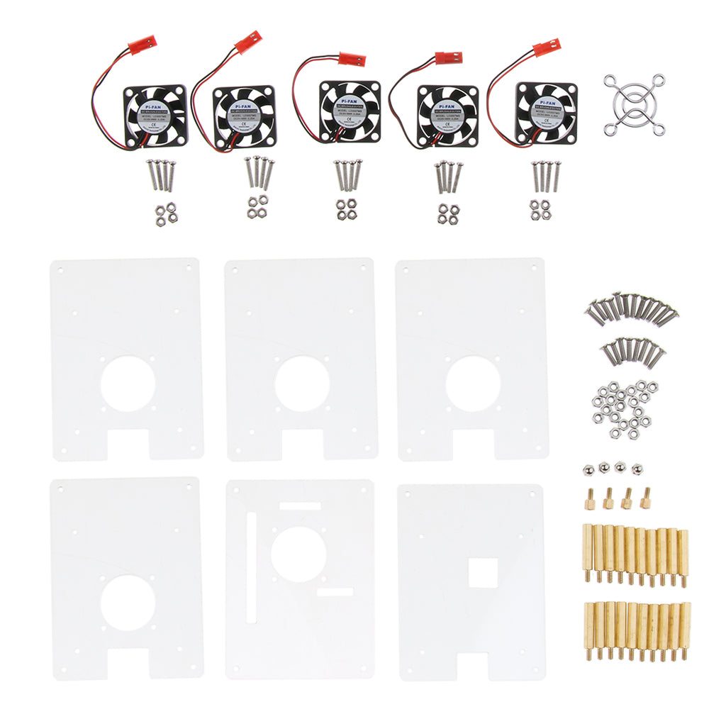 5-Layer Clear Case Enclosure with Cooling Fan for Raspberry Pi
