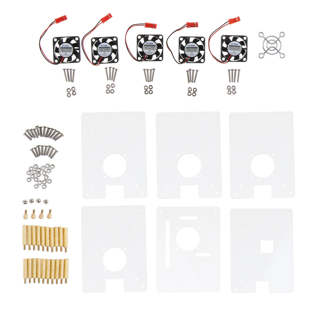 5-Layer Clear Case Enclosure with Cooling Fan for Raspberry Pi