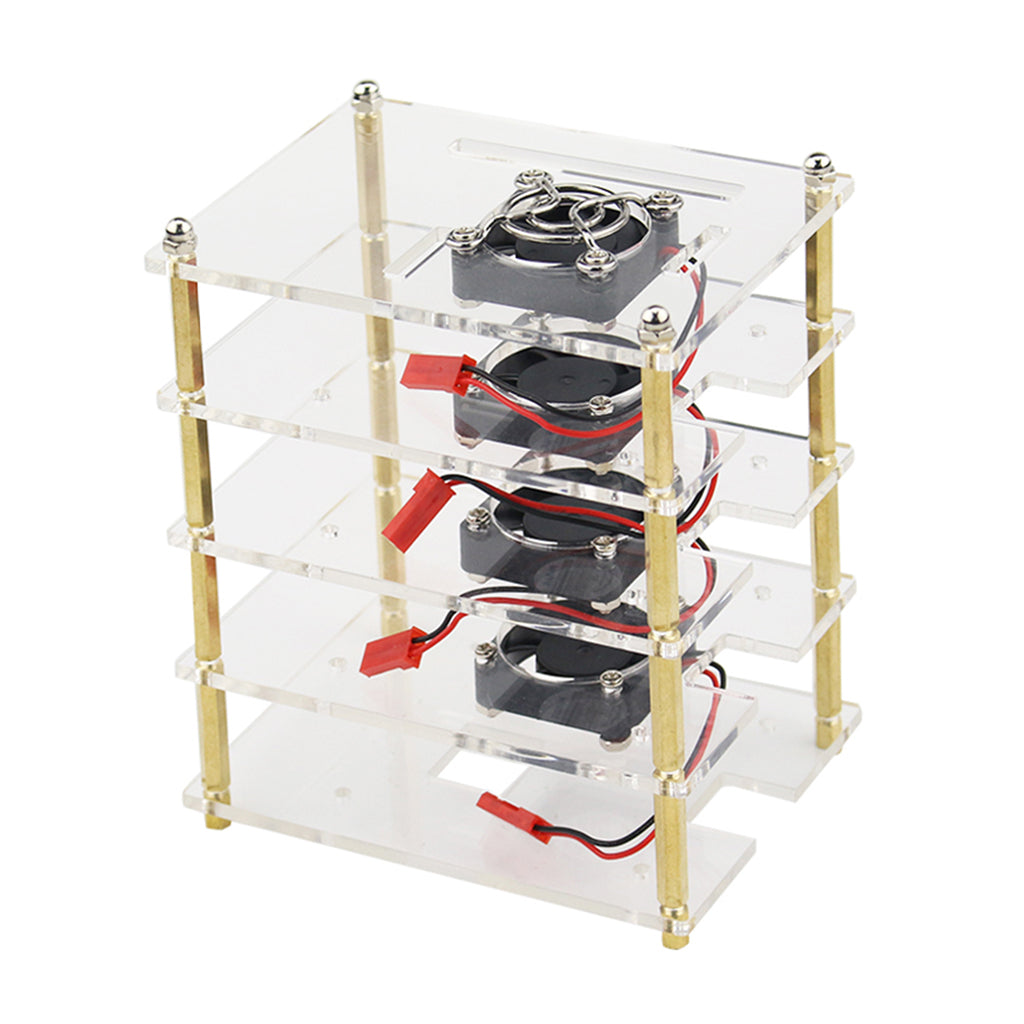 4-Layer Clear Case Enclosure with Cooling Fan for Raspberry Pi