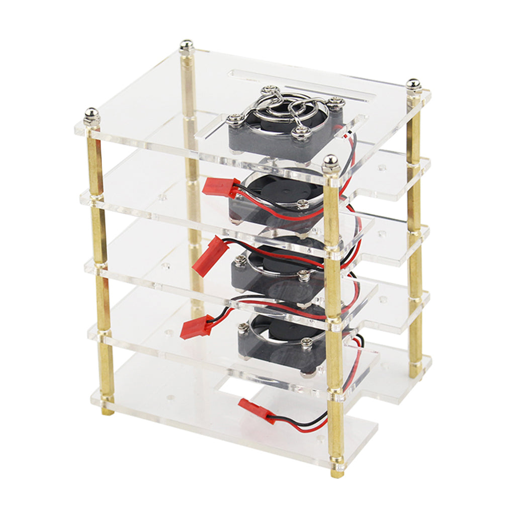 4-Layer Clear Case Enclosure with Cooling Fan for Raspberry Pi