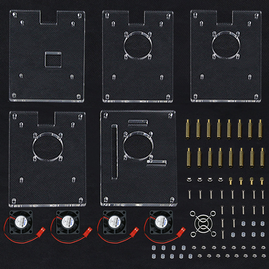 4-Layer Clear Case Enclosure with Cooling Fan for Raspberry Pi