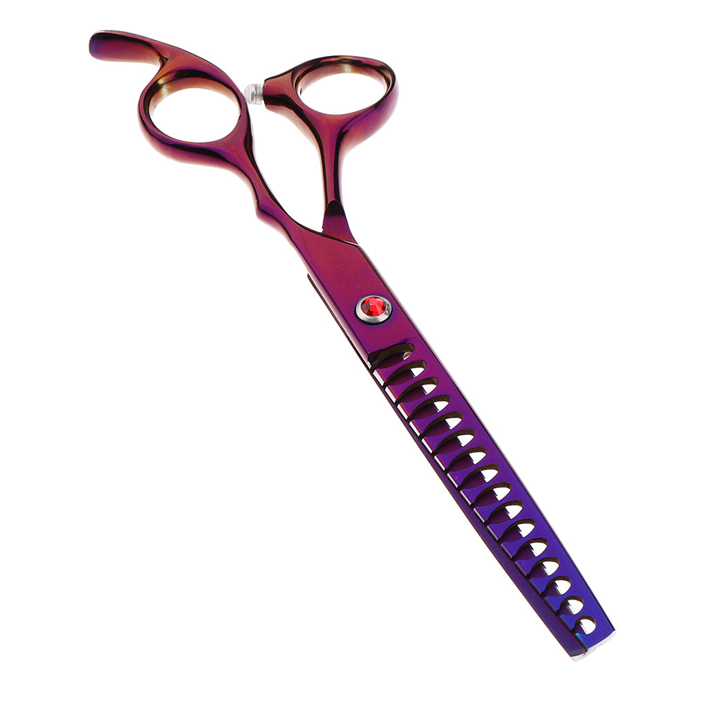 Teeth Fishbone Scissors Pets Grooming Thinning Shears Salon Hairdressing Purple