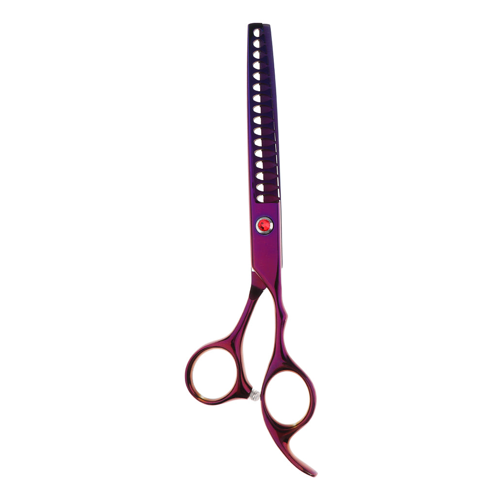 Teeth Fishbone Scissors Pets Grooming Thinning Shears Salon Hairdressing Purple