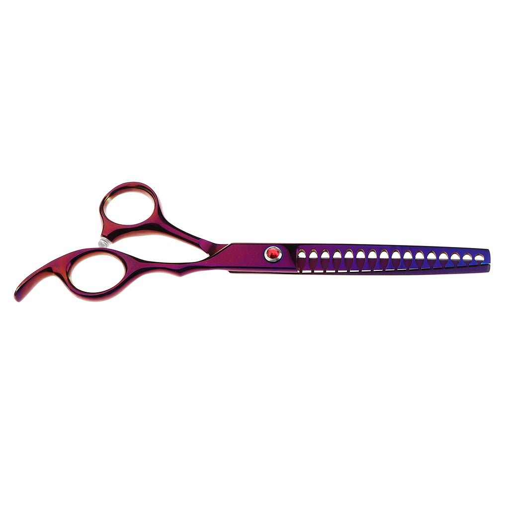 Teeth Fishbone Scissors Pets Grooming Thinning Shears Salon Hairdressing Purple