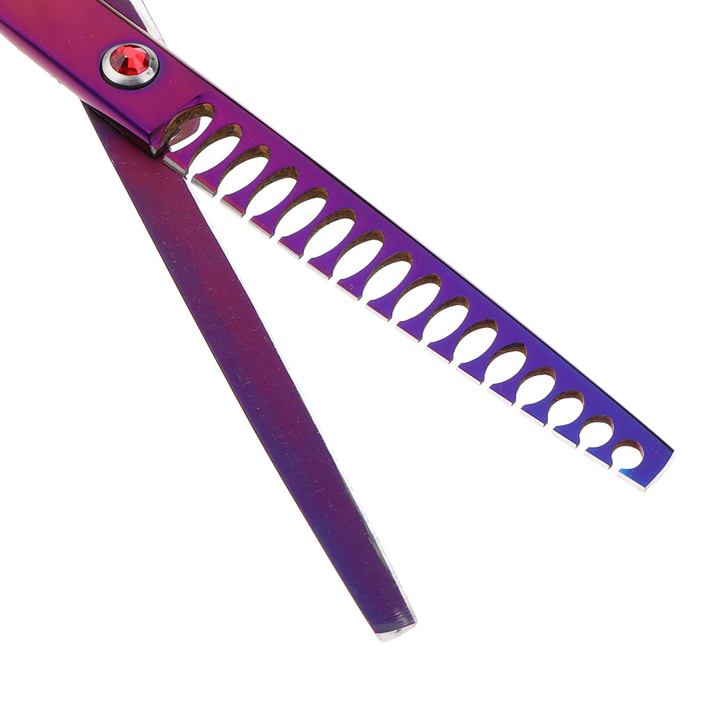 Teeth Fishbone Scissors Pets Grooming Thinning Shears Salon Hairdressing Purple