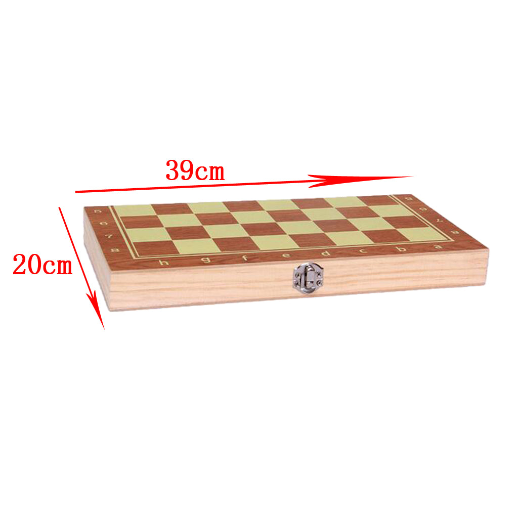 3 in 1 Folding Wood Chess Set Handcrafted Board with 1 Pack Extra Pieces