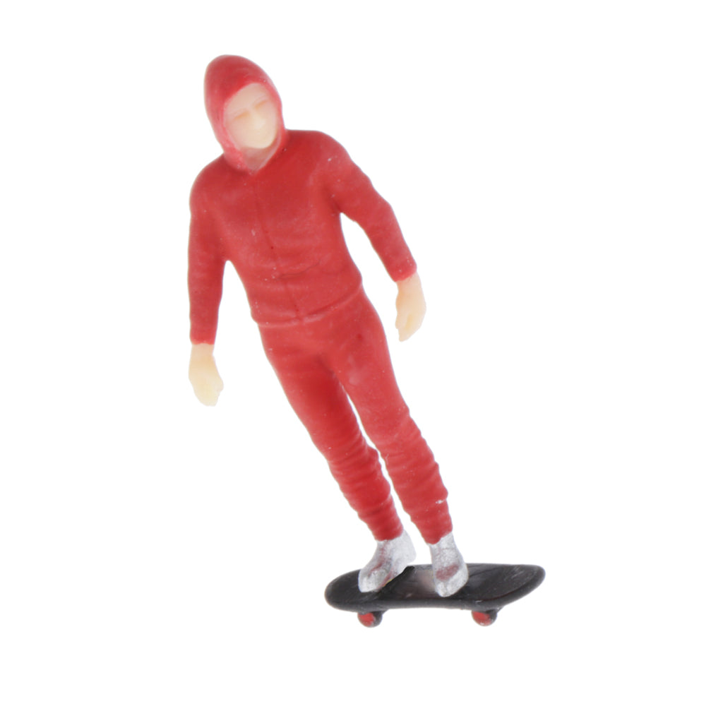 1:64 Figures Diorama Skater Boy with Skateboard Miniature Model  Red