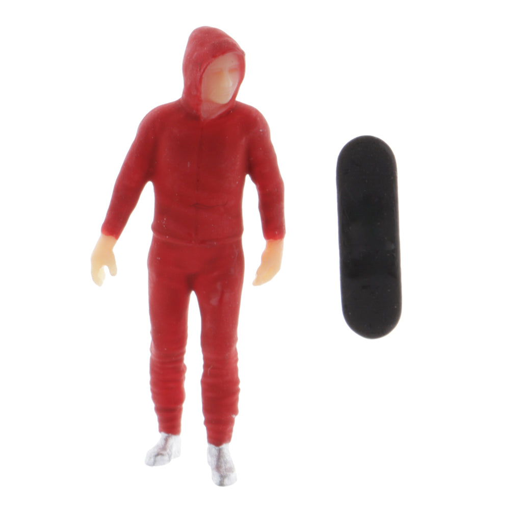 1:64 Figures Diorama Skater Boy with Skateboard Miniature Model  Red