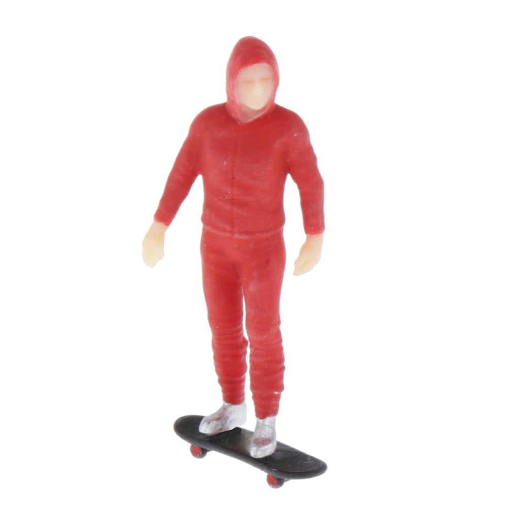 1:64 Figures Diorama Skater Boy with Skateboard Miniature Model  Red