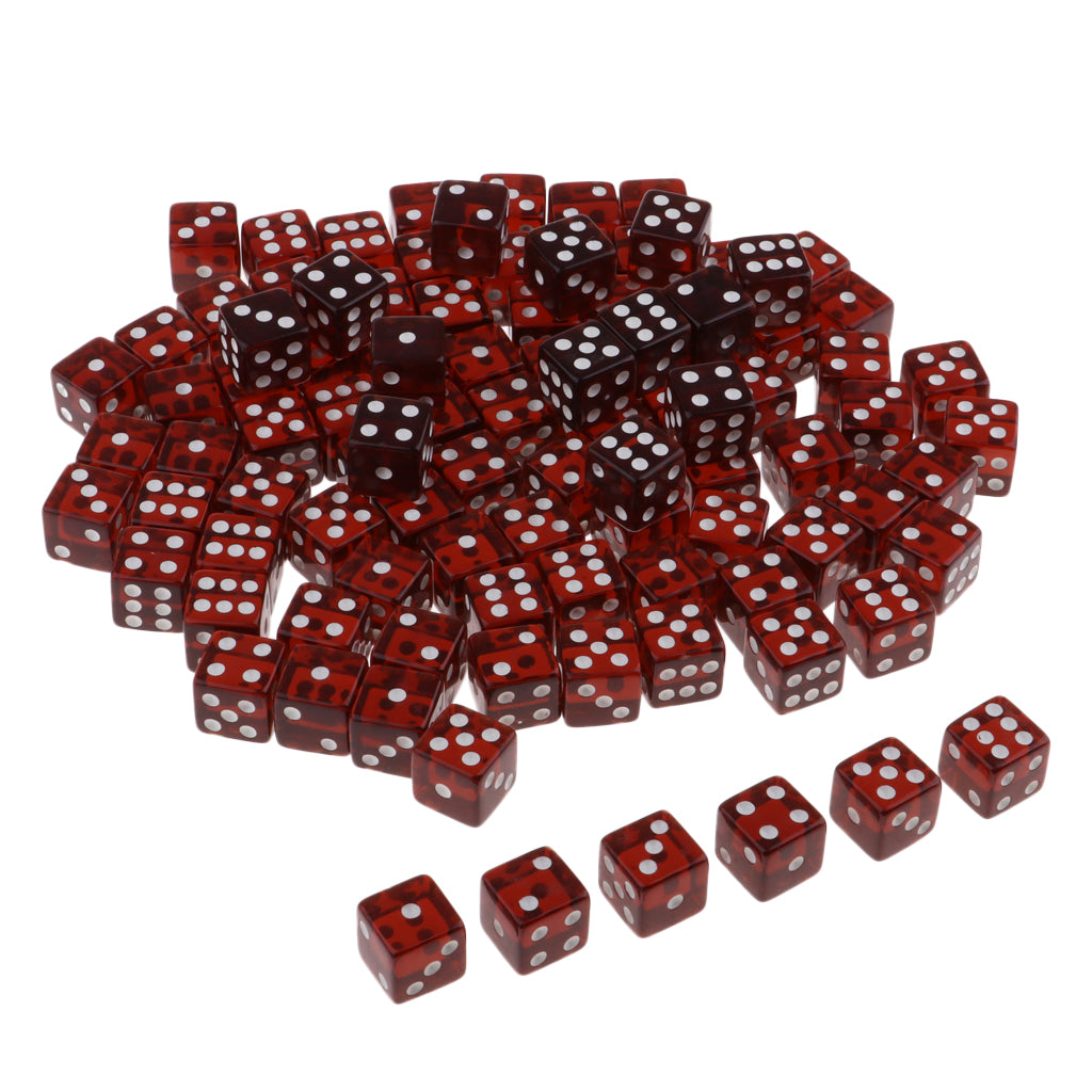 100pcs 6-sided Game Dice 15mm Dice for Board Games and Teaching Math Brown