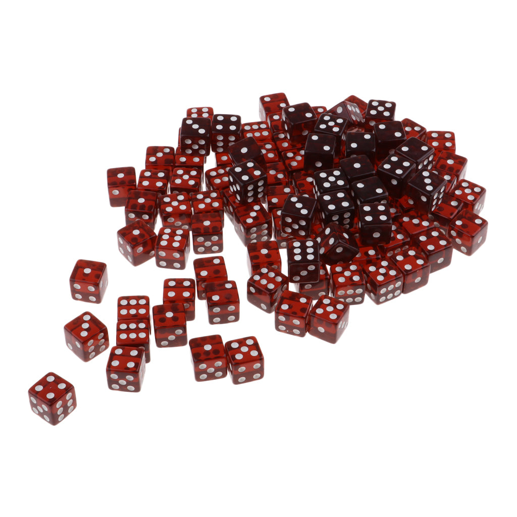 100pcs 6-sided Game Dice 15mm Dice for Board Games and Teaching Math Brown