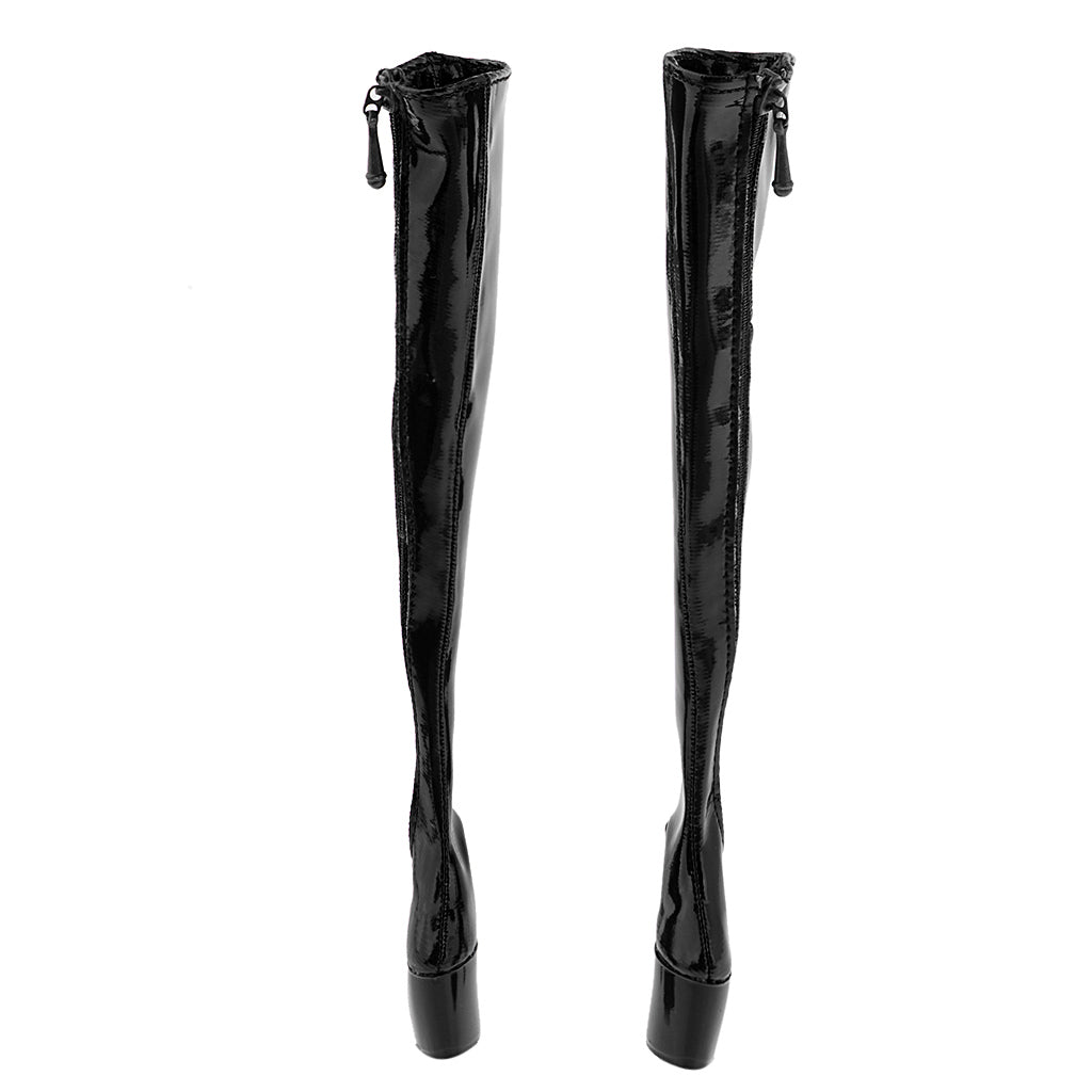 1/6 Women Over The Knee High Heel Boots Shoes for 12'' Action Figures Black