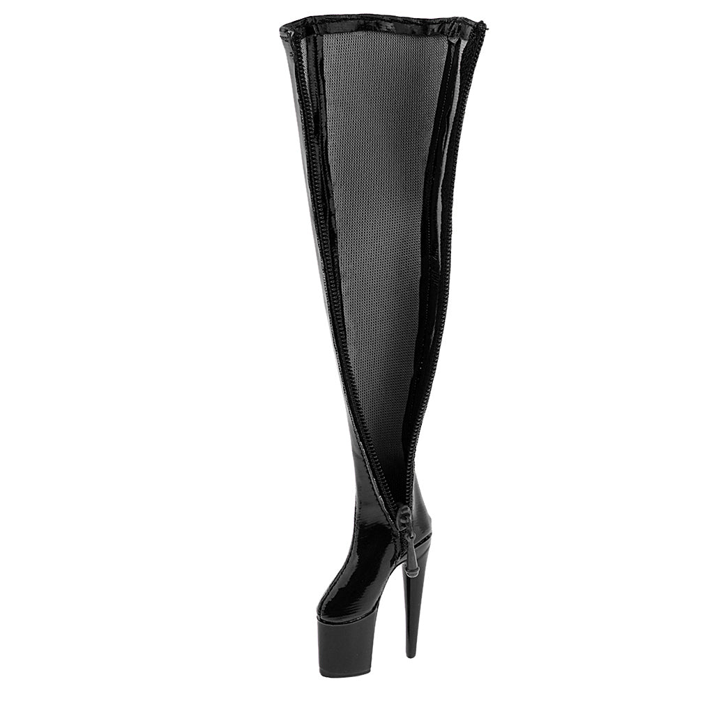 1/6 Women Over The Knee High Heel Boots Shoes for 12'' Action Figures Black