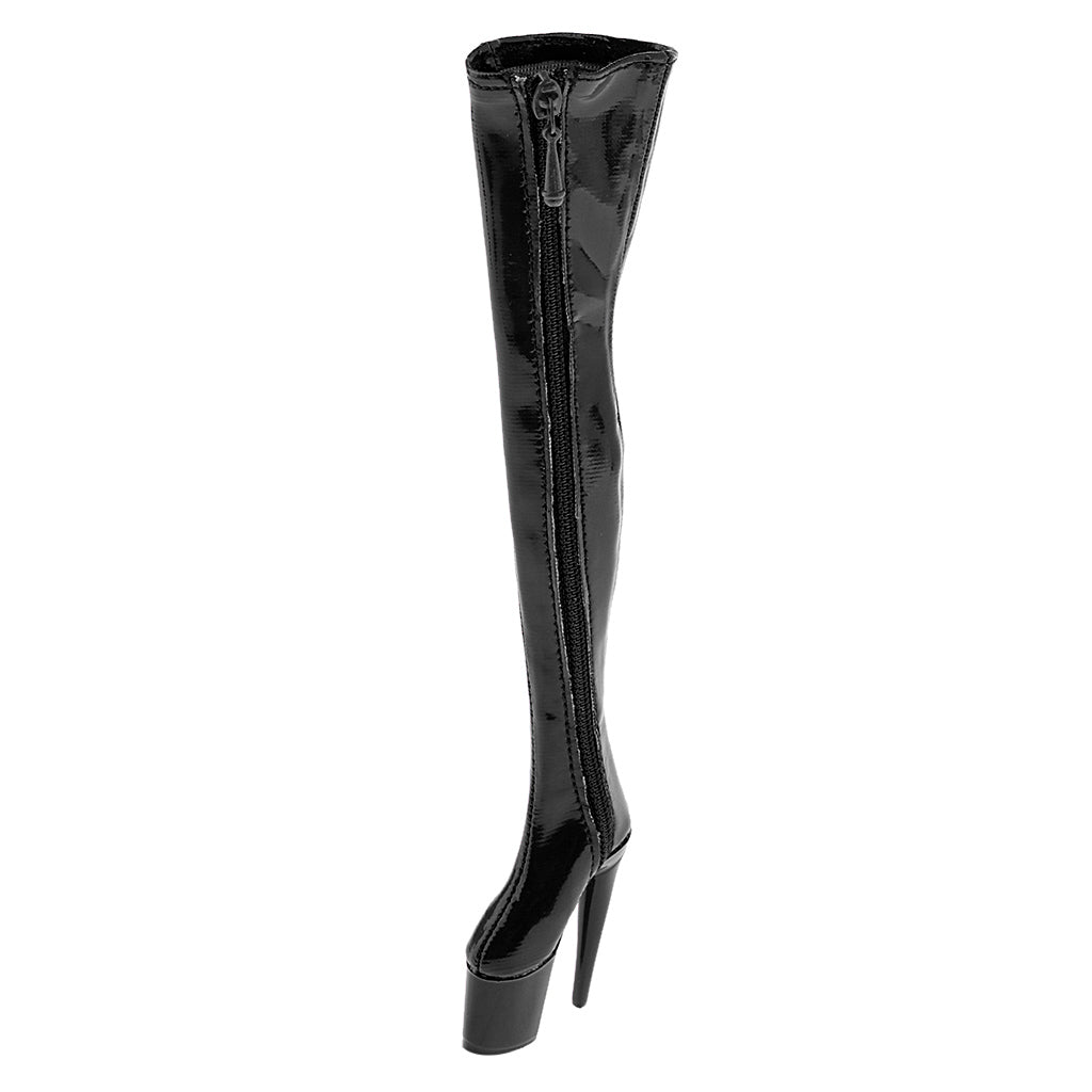 1/6 Women Over The Knee High Heel Boots Shoes for 12'' Action Figures Black