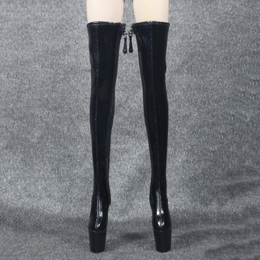 1/6 Women Over The Knee High Heel Boots Shoes for 12'' Action Figures Black