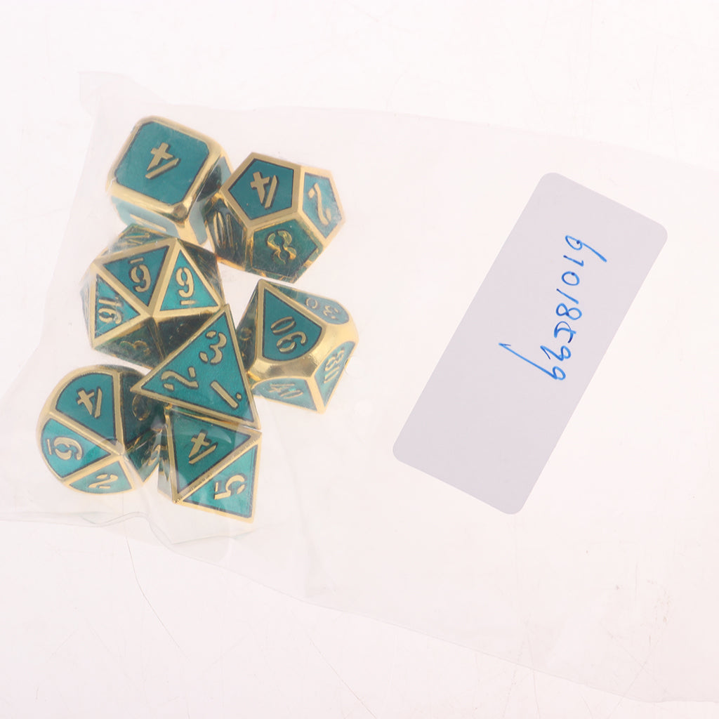 7Pcs Multi-sided Dice Set D&D Dice Game Polyhedral Dice Golden-clear blue