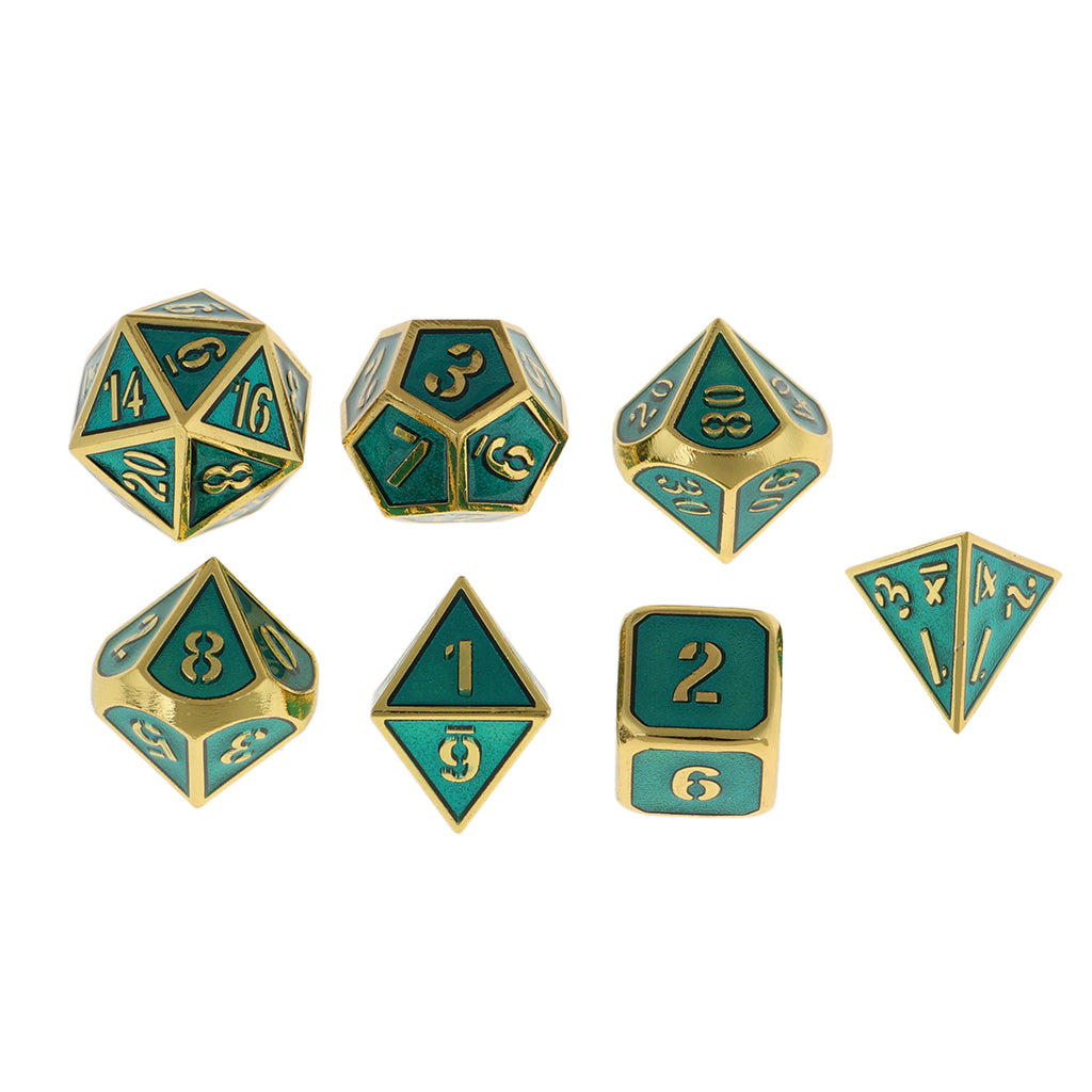 7Pcs Multi-sided Dice Set D&D Dice Game Polyhedral Dice Golden-clear blue