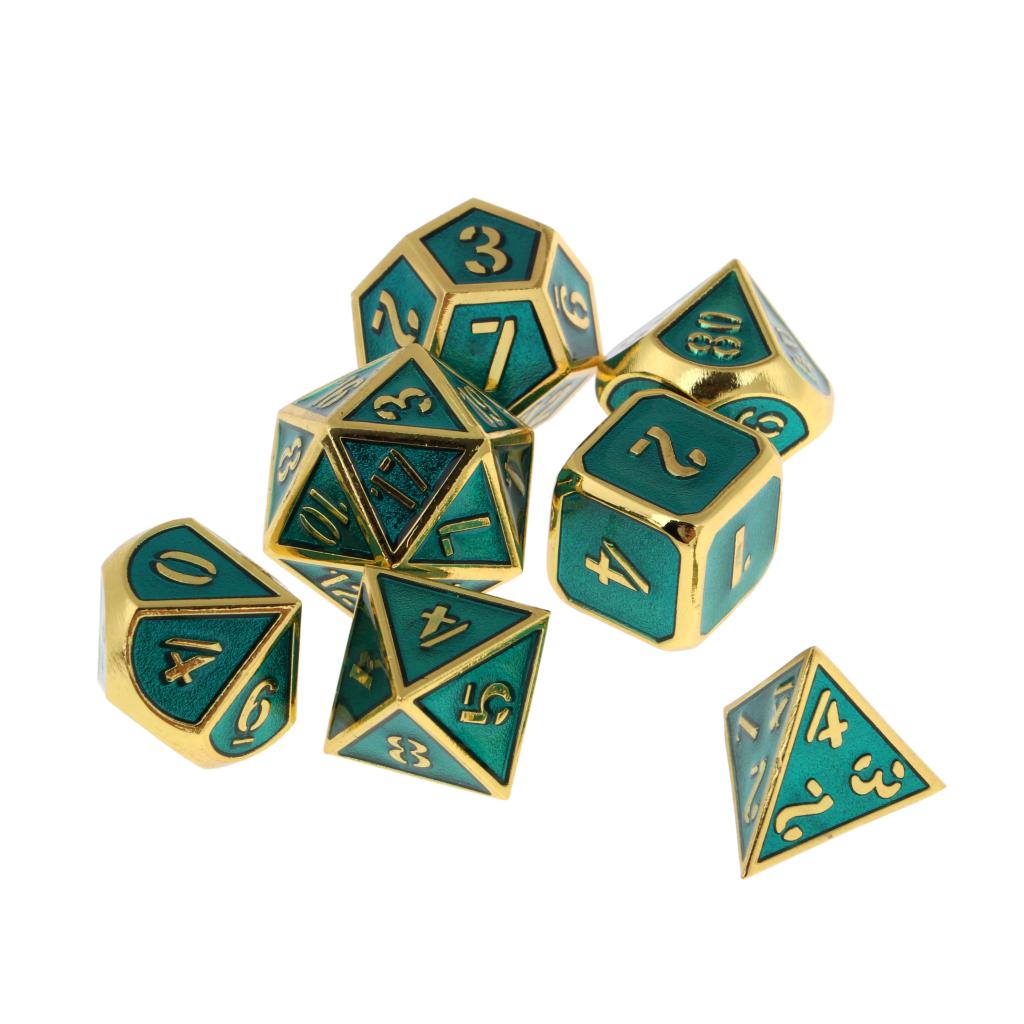 7Pcs Multi-sided Dice Set D&D Dice Game Polyhedral Dice Golden-clear blue