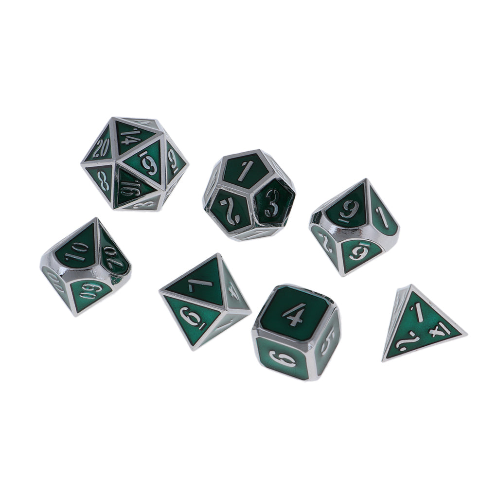 7Pcs Multi-sided Dice Set D&D Dice Game Polyhedral Dice Chromium clear green