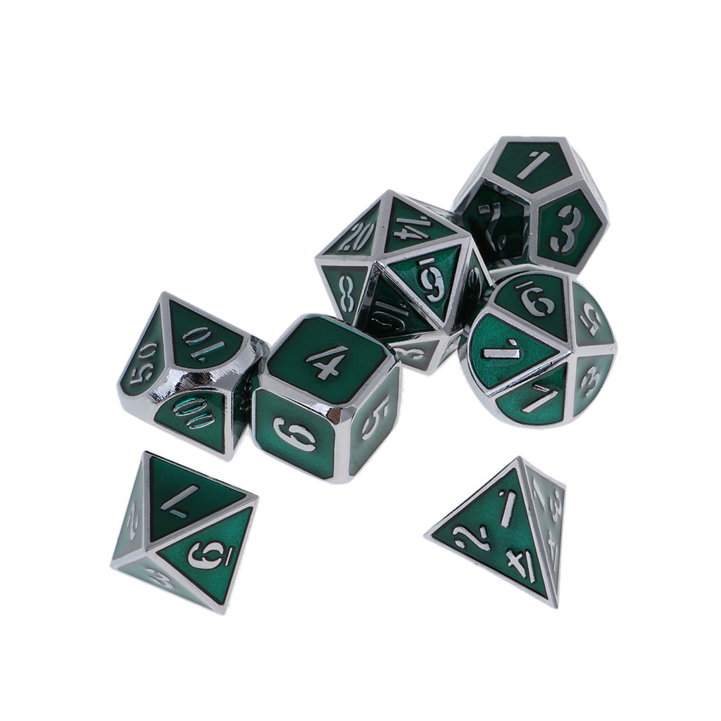 7Pcs Multi-sided Dice Set D&D Dice Game Polyhedral Dice Chromium clear green