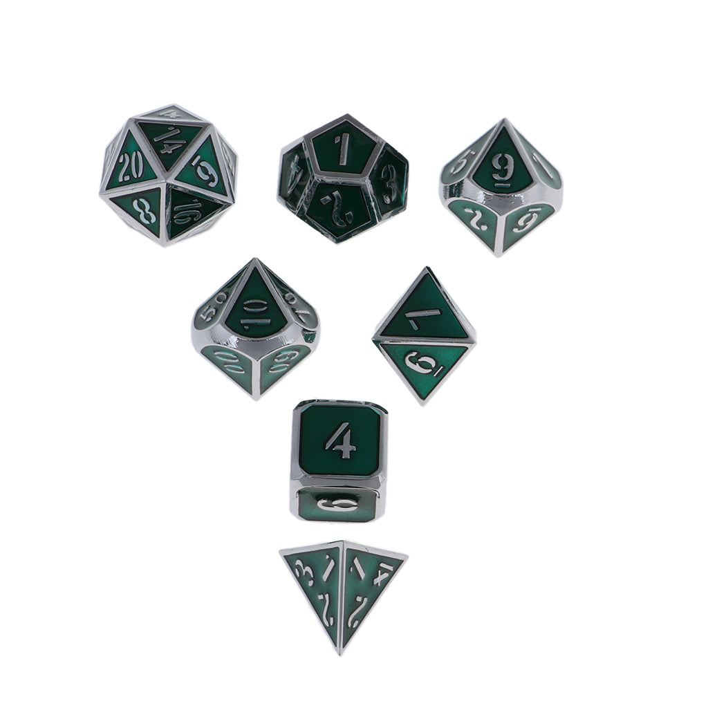 7Pcs Multi-sided Dice Set D&D Dice Game Polyhedral Dice Chromium clear green