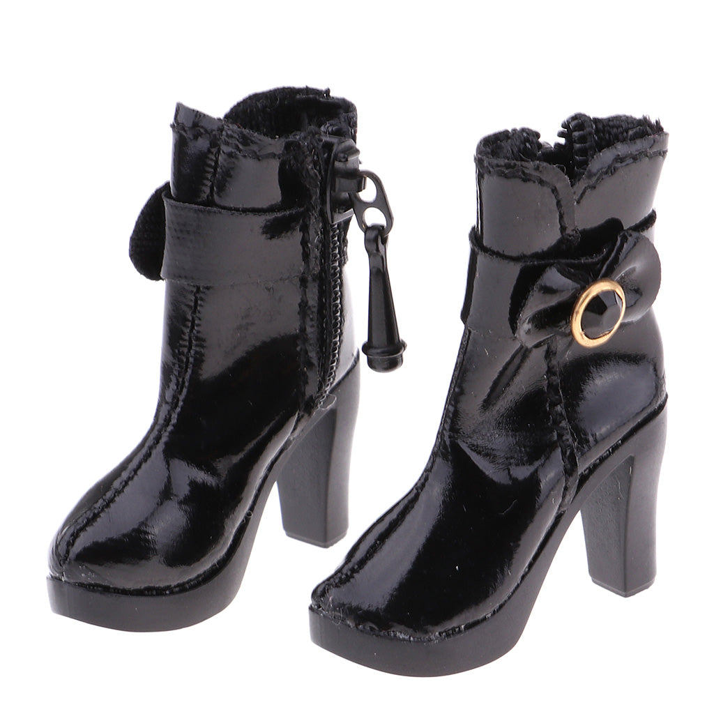 1/6 Scale Female High Heel Shoes Ankle Boot for 12'' Action Figures Black