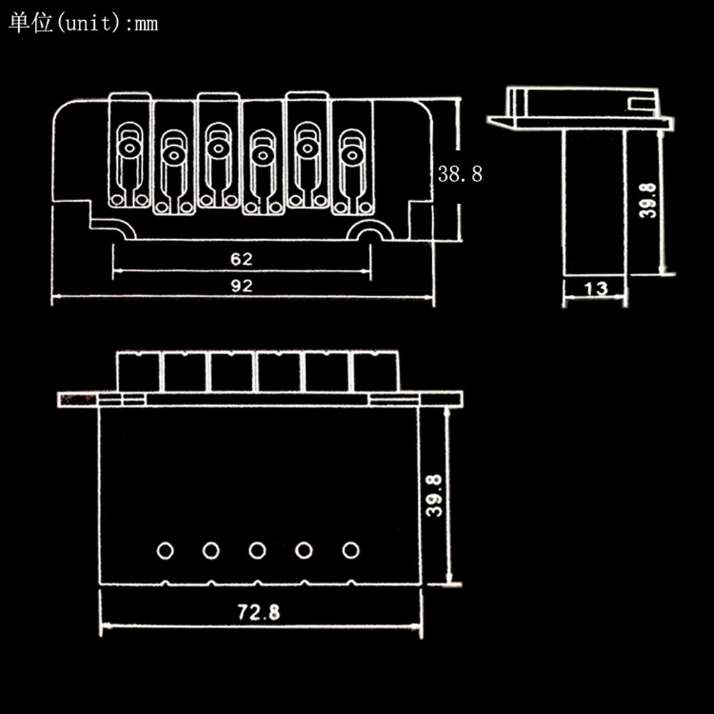 1 Set Saddle Tremolo Bridge System for 6 String Electric Guitar Silver