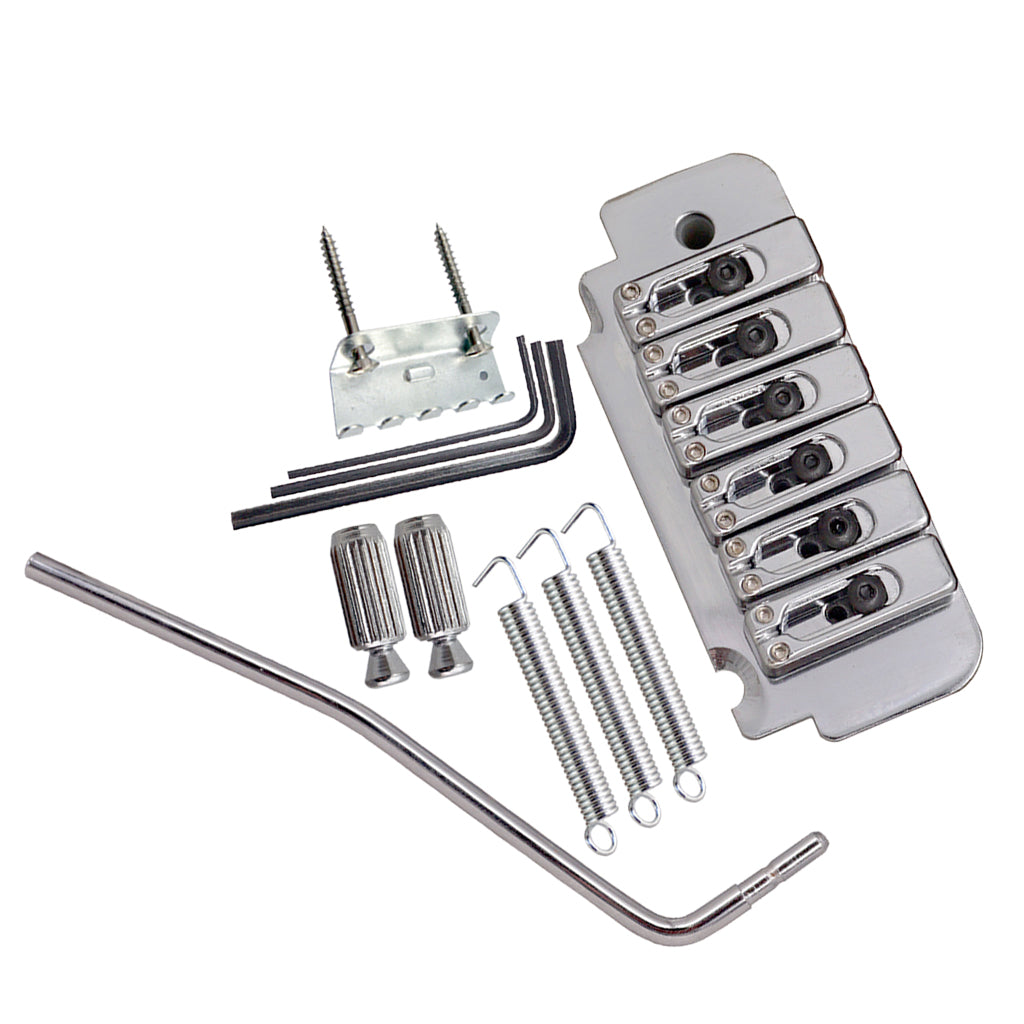 1 Set Saddle Tremolo Bridge System for 6 String Electric Guitar Silver