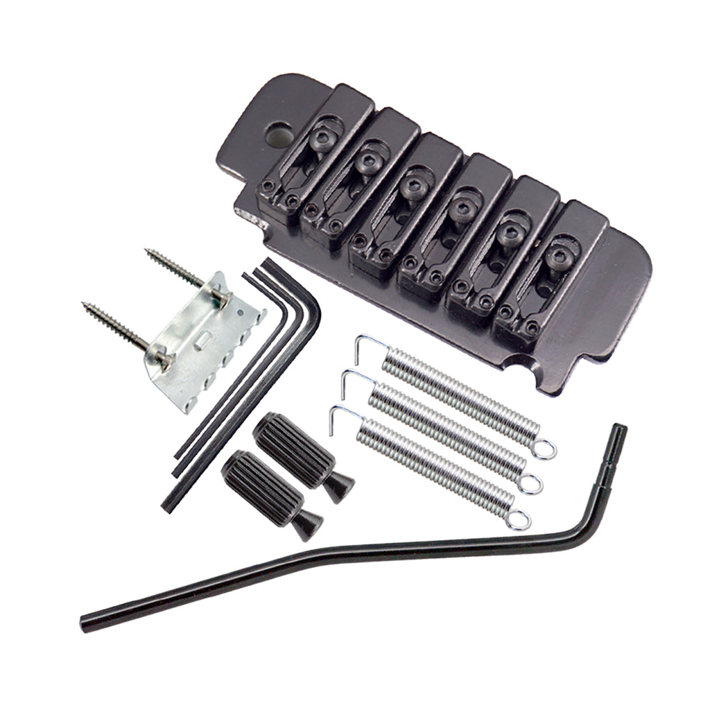 1 Set Saddle Tremolo Bridge System for 6 String Electric Guitar Black