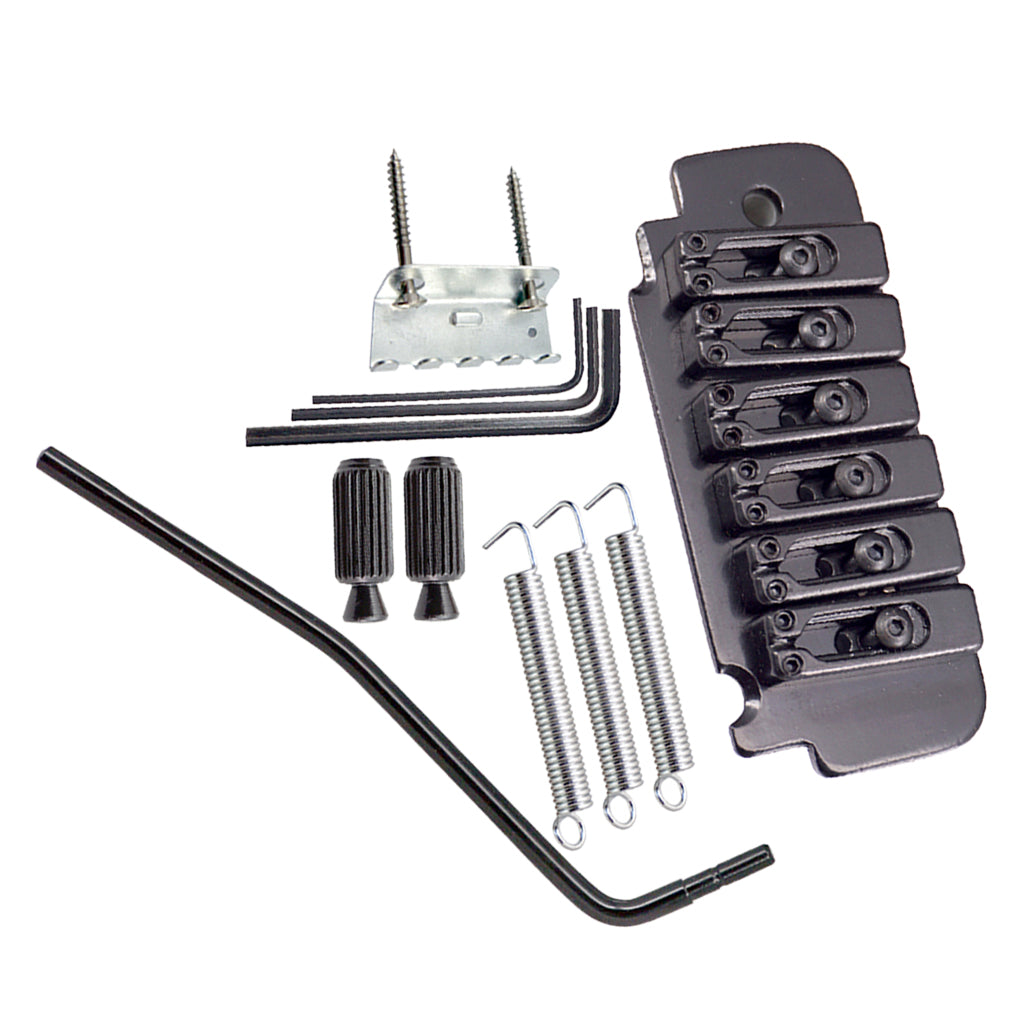 1 Set Saddle Tremolo Bridge System for 6 String Electric Guitar Black